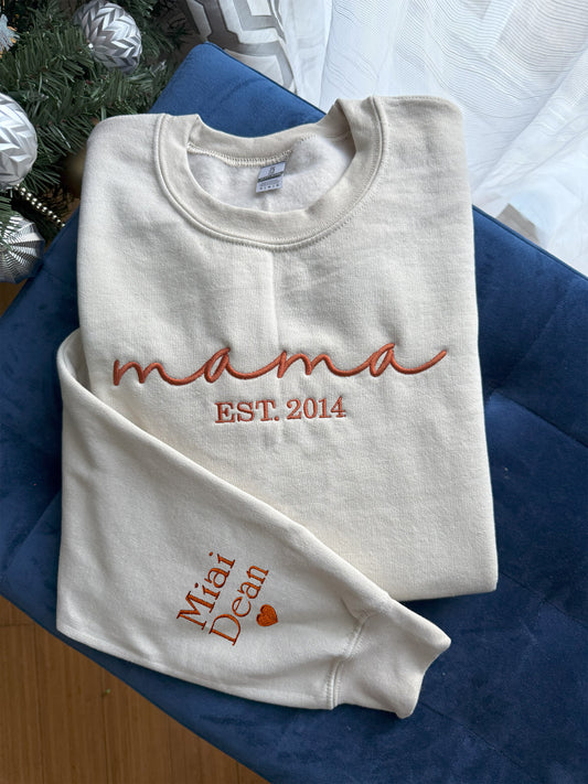 Mama Custom Embroidered Crewneck