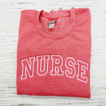 Embroidered Nurse Crewneck Sweatshirt