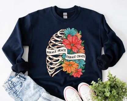 Inhale peace Exhale Chaos Crewneck Sweatshirt