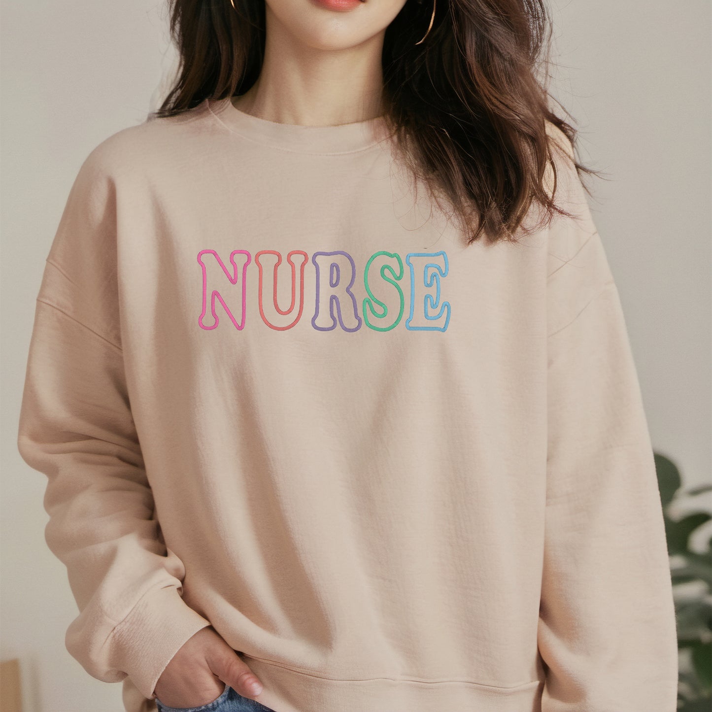 Embroidered Nurse Crewneck Sweatshirt