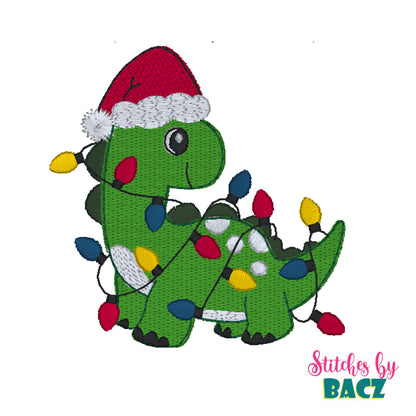 Dino Christmas Embroidery Design 7 Sizes, Instant Digital File Download