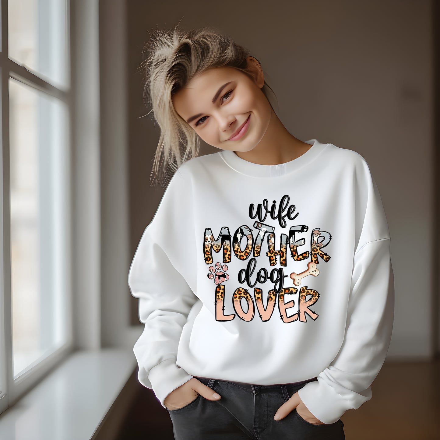 Wife Mother Dog Lover Crewneck Sweatshirt