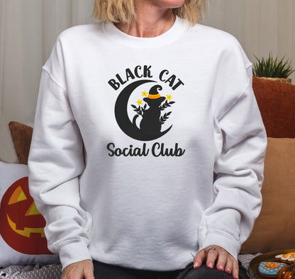 Black Cat Social Club Embroidered Crewneck Sweatshirt