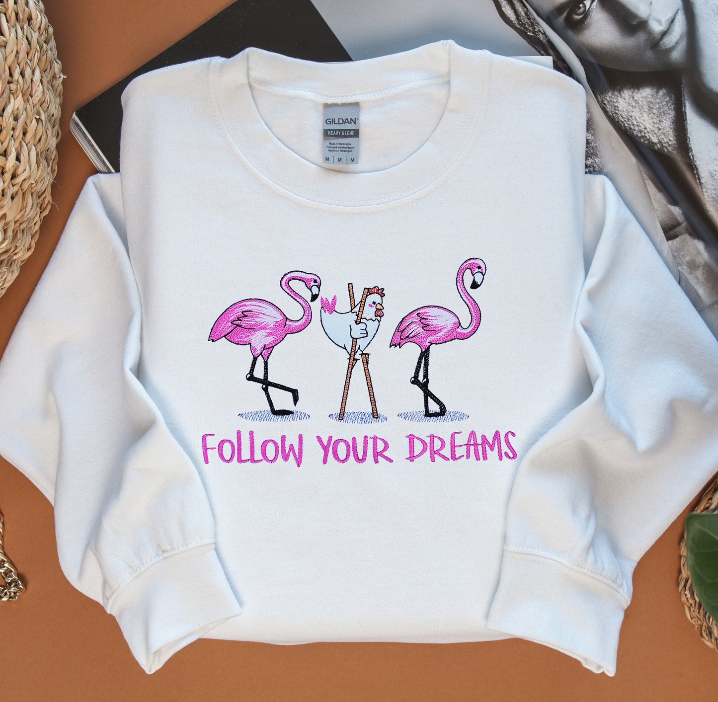 Follow Your Dreams Embroidered Crewneck Sweatshirt