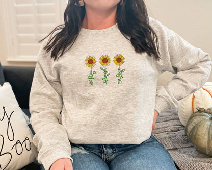 Live Love Laugh Embroidered Crewneck Sweatshirt