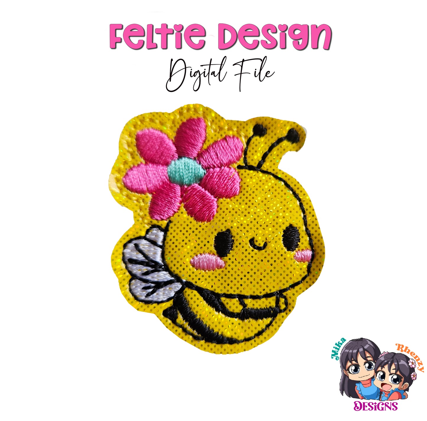 Bee with Flower Feltie Design