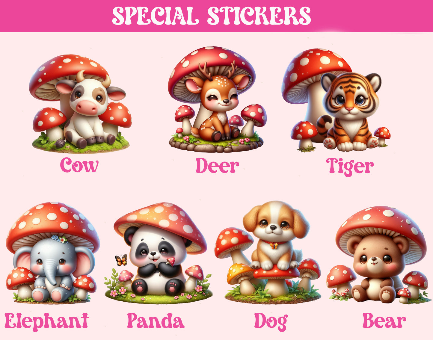 Mushroom Animal Sticker