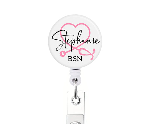 Personalized Name Stethoscope Button Badge Reel