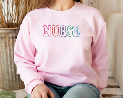 Embroidered Nurse Crewneck Sweatshirt