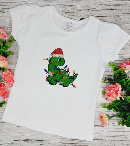 Dino Christmas Embroidery Design 7 Sizes, Instant Digital File Download