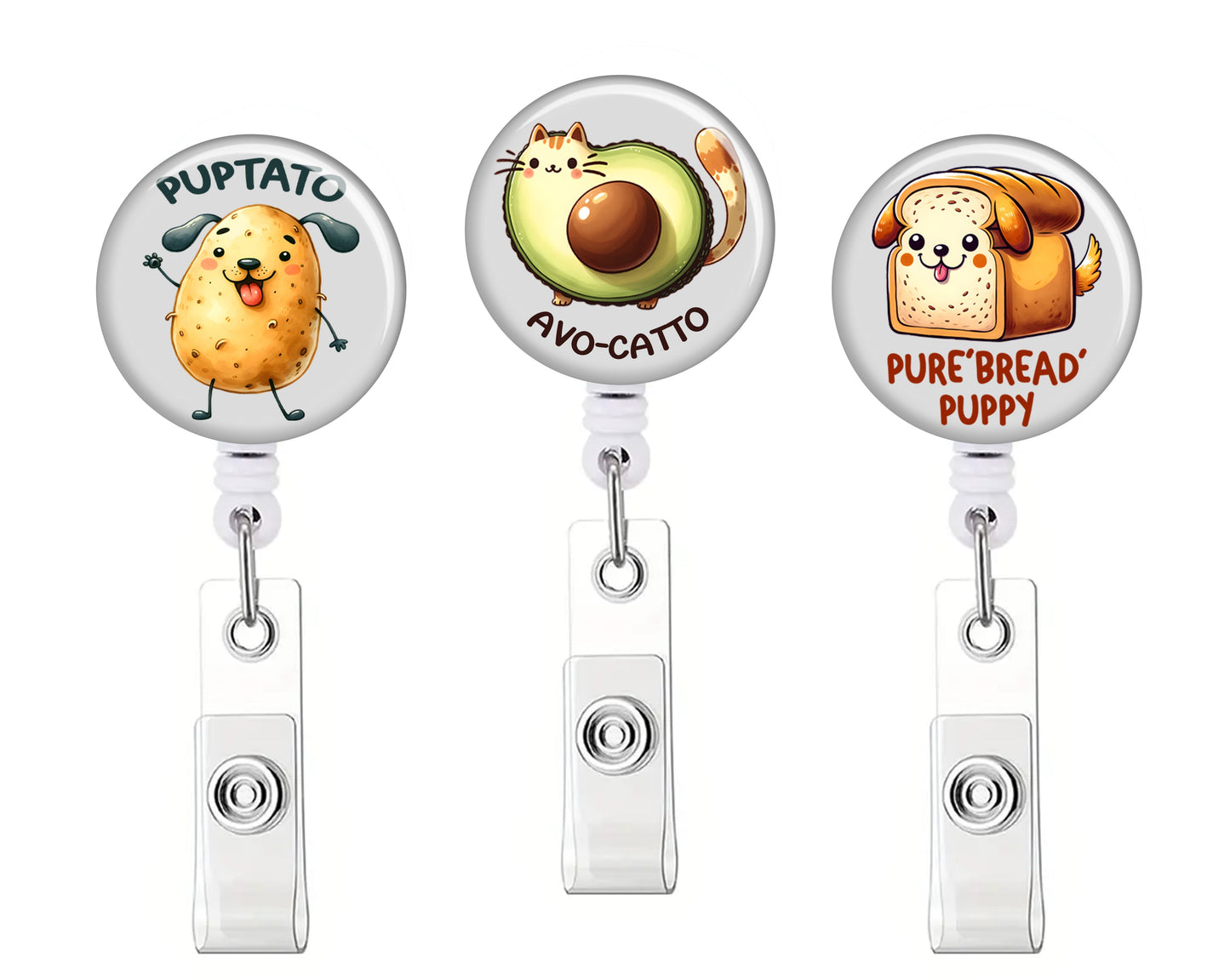 Funny Food Button Badge Reel