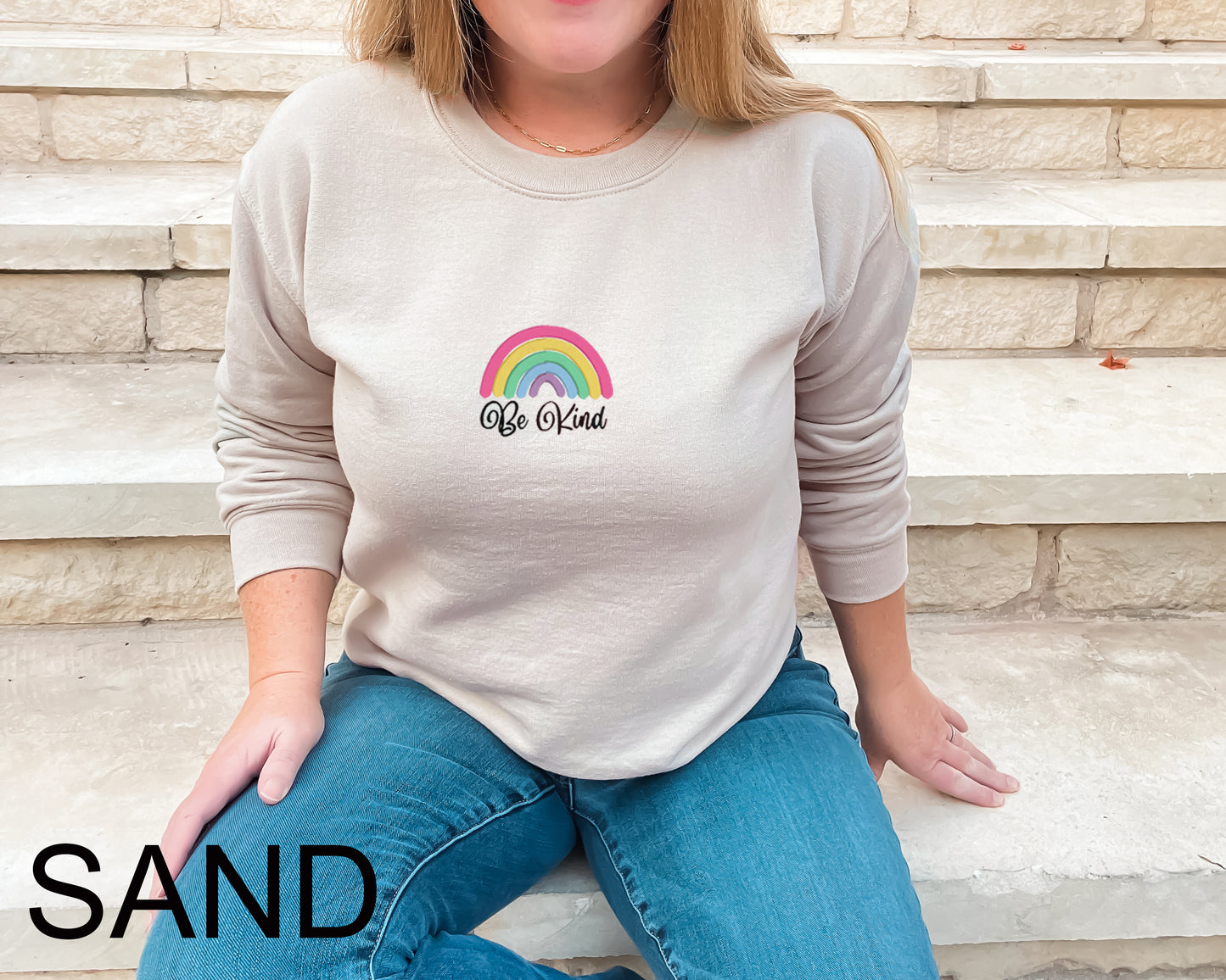 Be Kind Embroidered Crewneck Sweatshirt