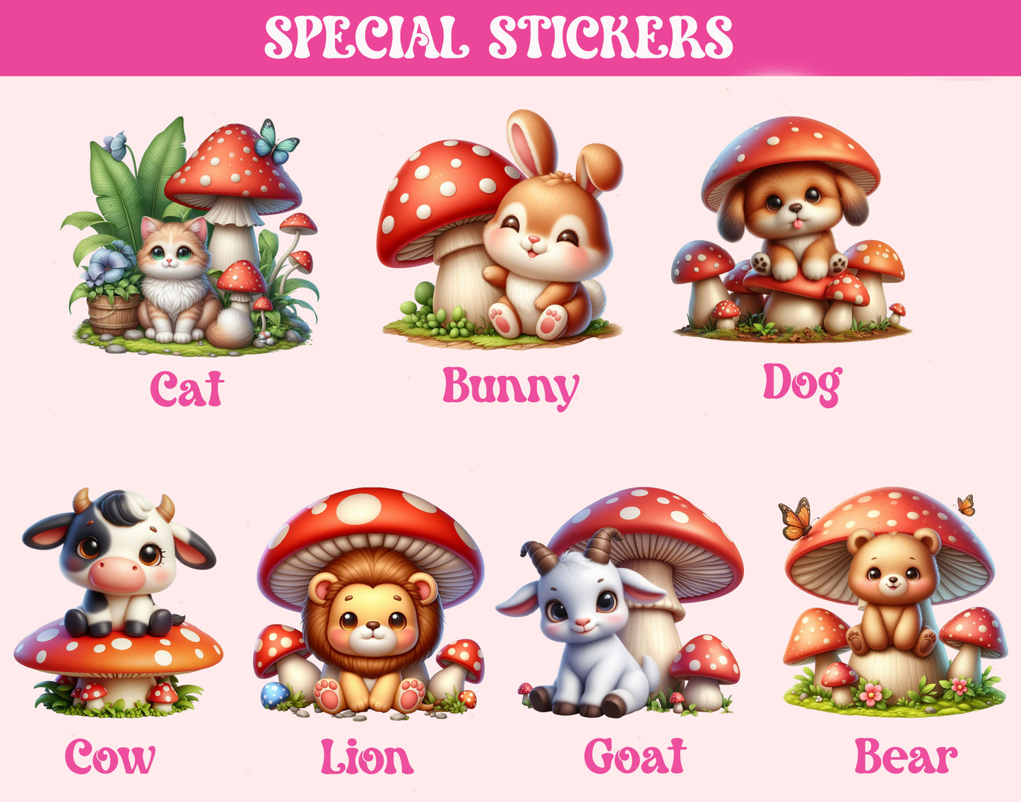 Mushroom Animal Sticker