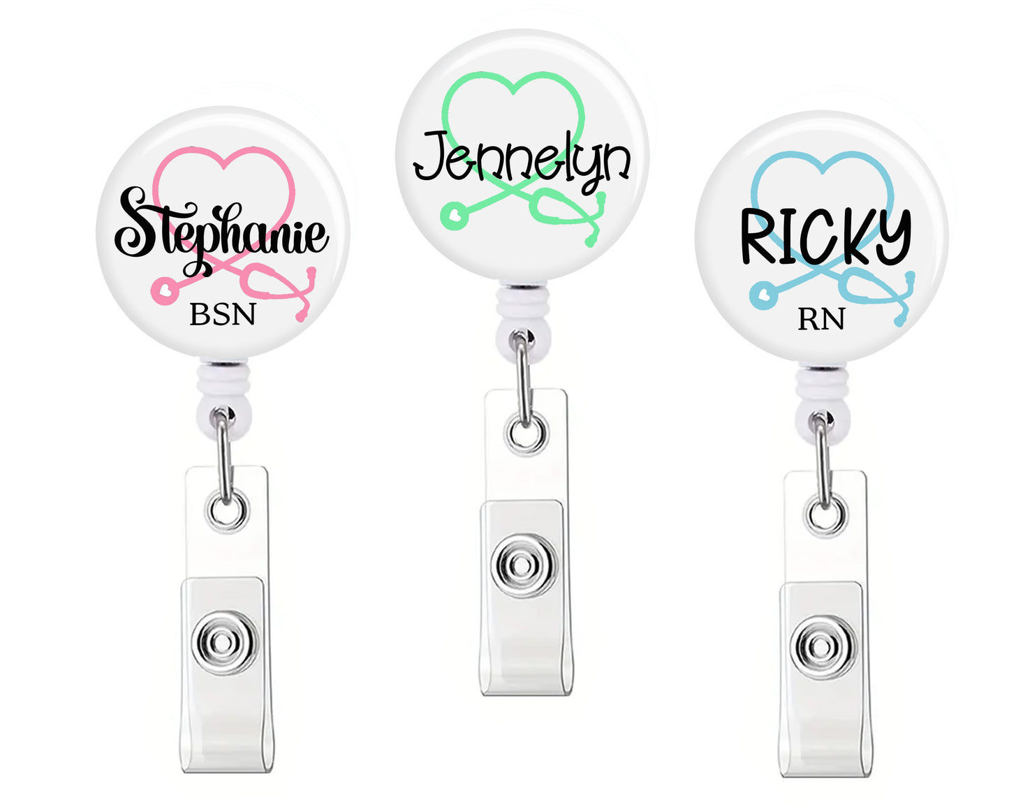 Personalized Name Stethoscope Button Badge Reel