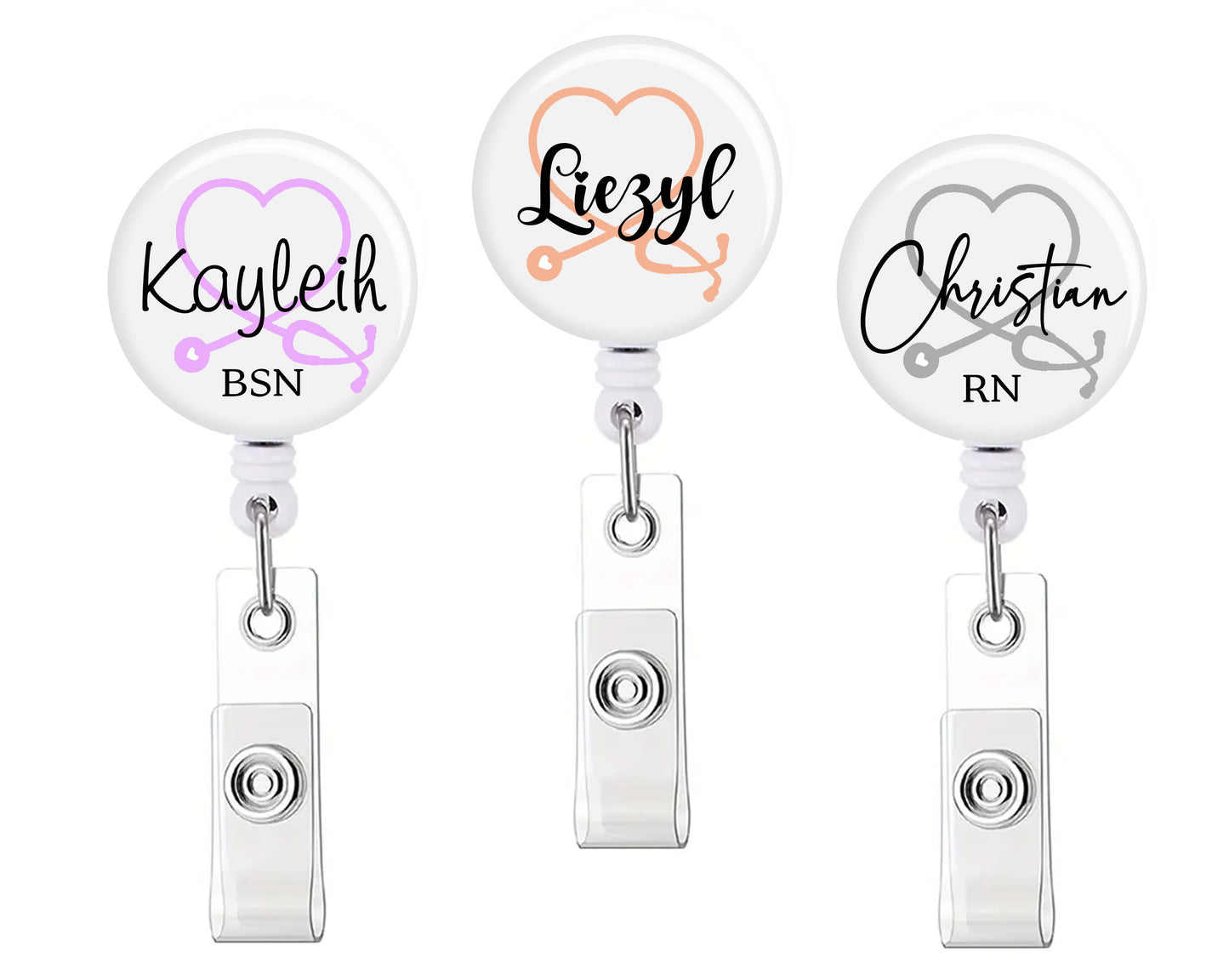 Personalized Name Stethoscope Button Badge Reel