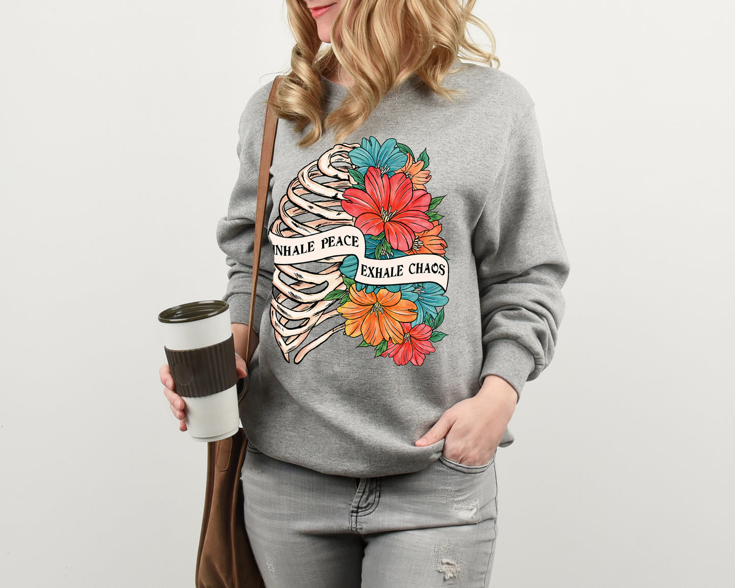 Inhale peace Exhale Chaos Crewneck Sweatshirt