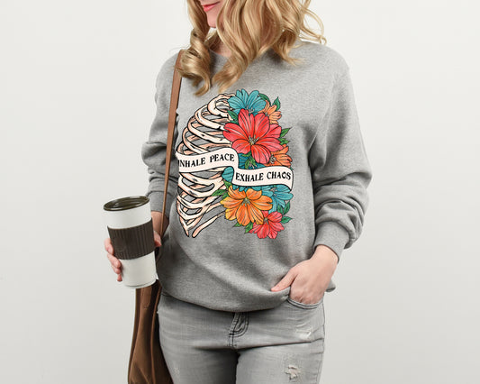 Inhale peace Exhale Chaos Crewneck Sweatshirt