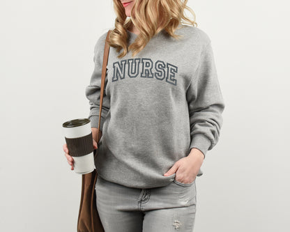 Embroidered Nurse Crewneck Sweatshirt