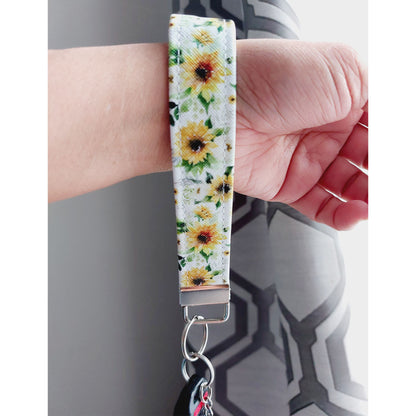 Yellow Floral Wristlet Keychain