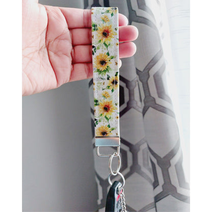 Yellow Floral Wristlet Keychain