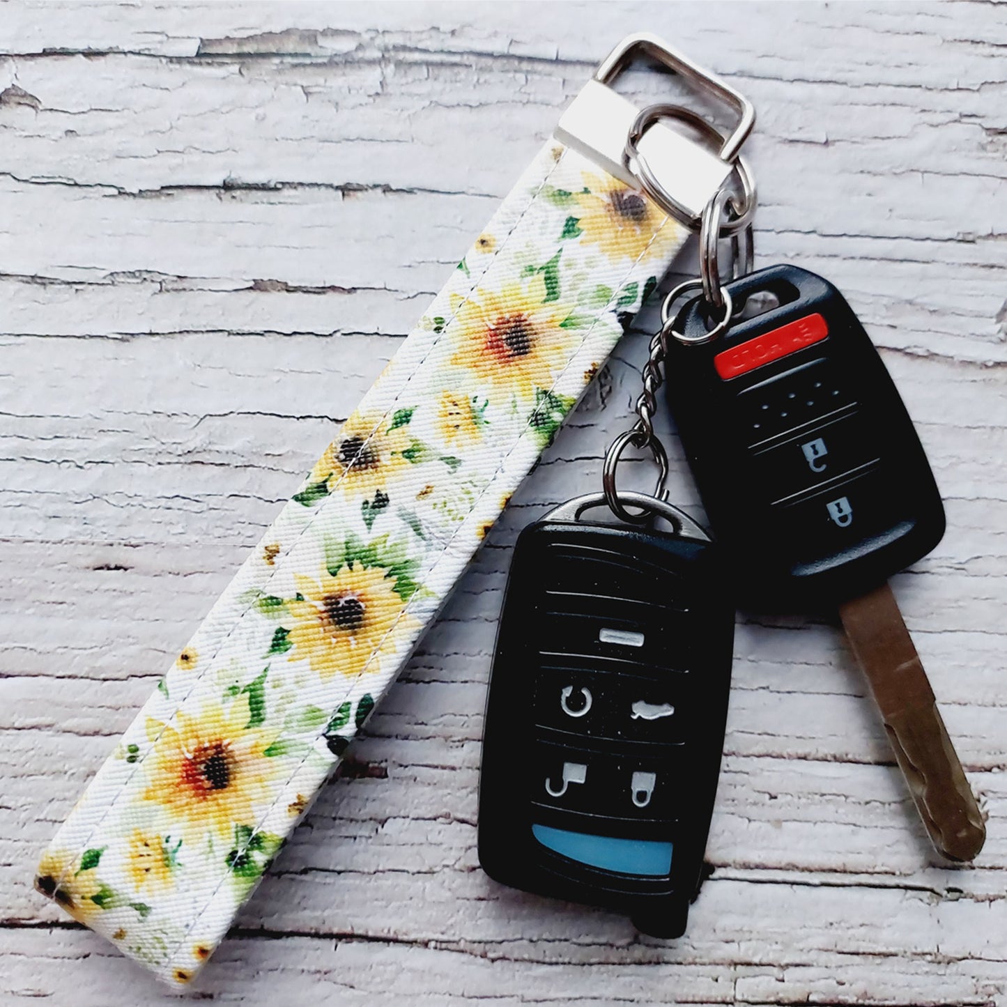 Yellow Floral Wristlet Keychain