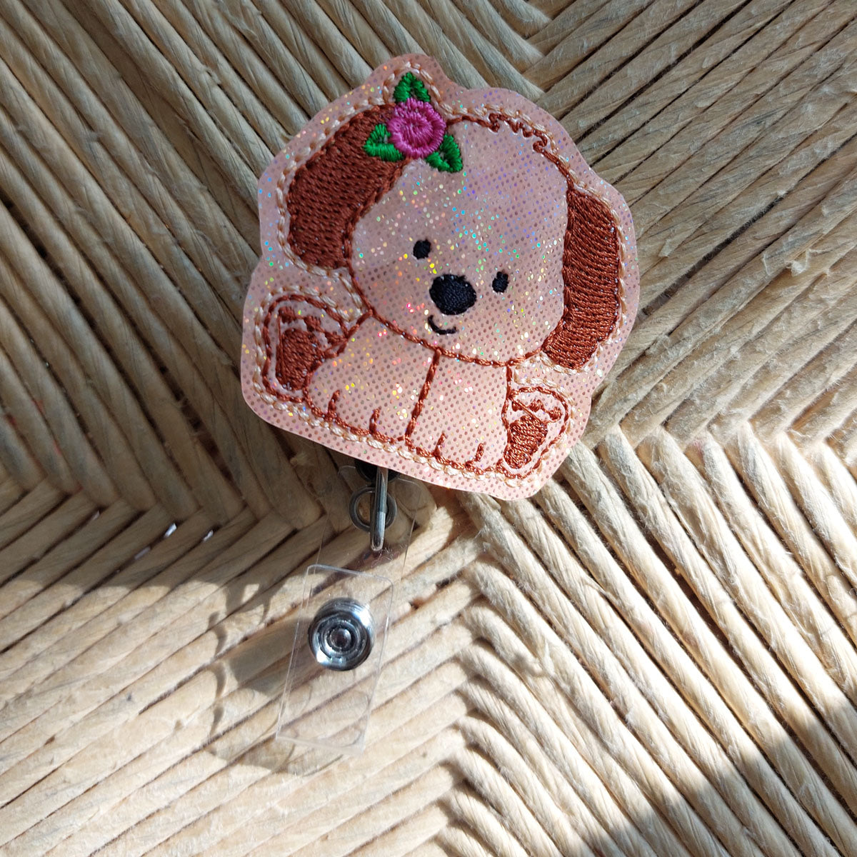 Brown Puppy  Badge Reel