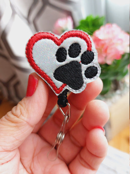 Heart Paw Badge Reel