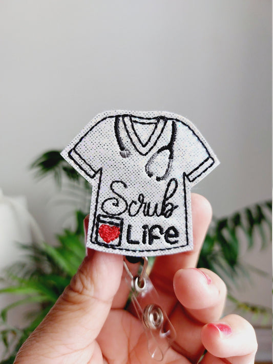 Scrub Life  White Badge Reel