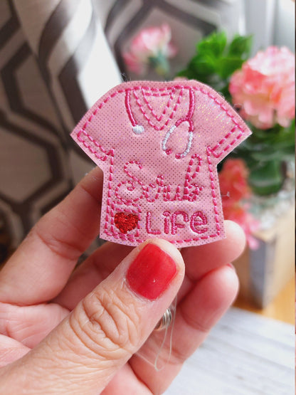 Scrub Life Pink Badge Reel