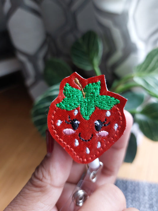 Strawberry  Badge Reel, Retractable Reel , ID Holder, Medical Badge Real, Nurse Badge Reel