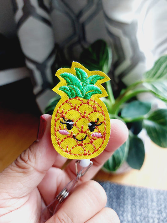 Pineapple Badge Reel, Retractable Reel , ID Holder, Medical Badge Real, Nurse Badge Reel