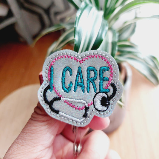 I Care Badge Reel, Retractable Reel , ID Holder, Medical Badge Real, for Nurses Uniform