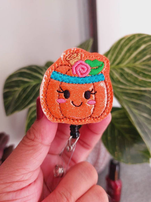 Pumpkin Badge Reel, Retractable Reel , ID Holder, Medical Badge Real, for Nurses Uniform