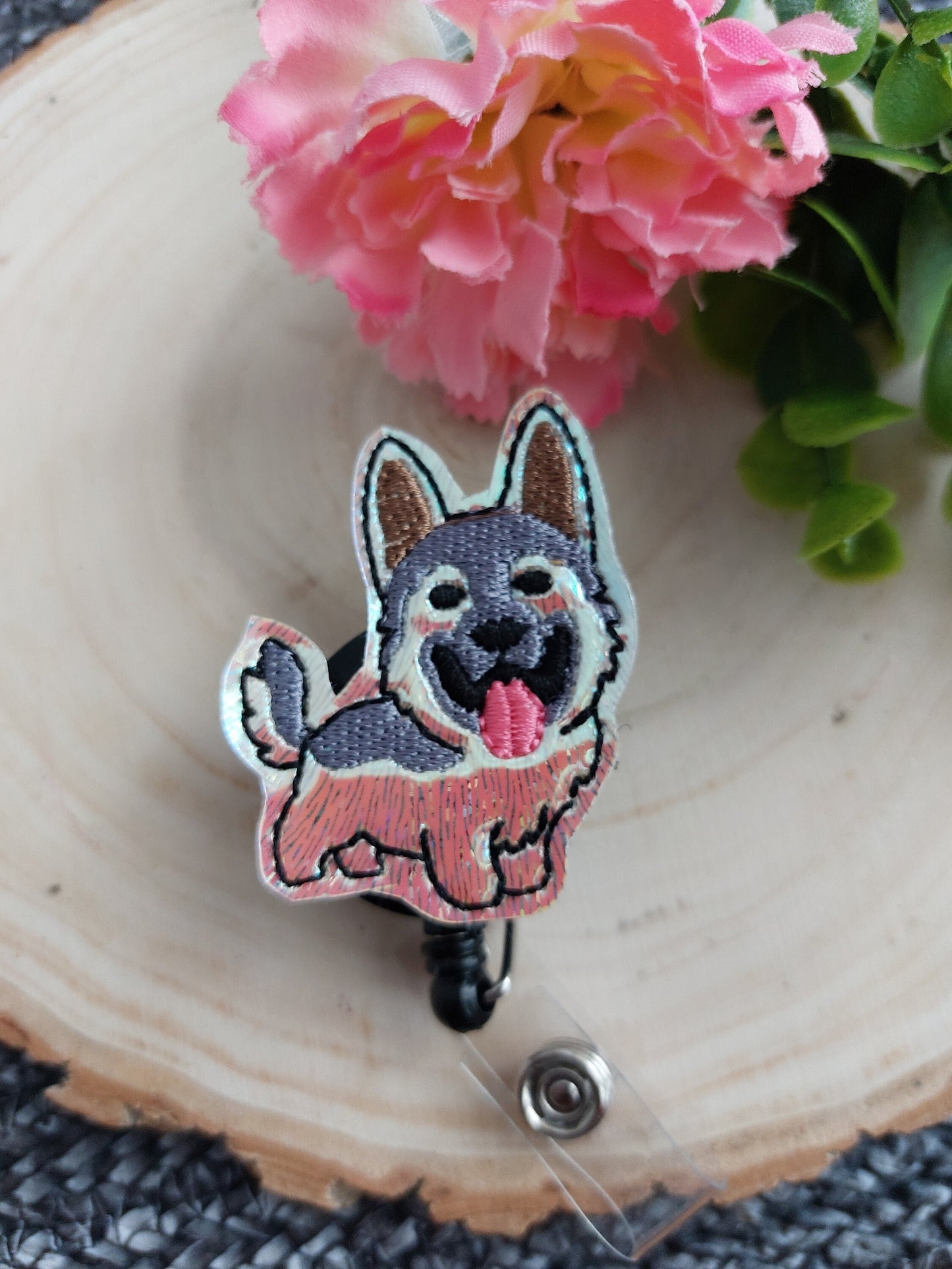 German Shepherd Dog Badge Reel