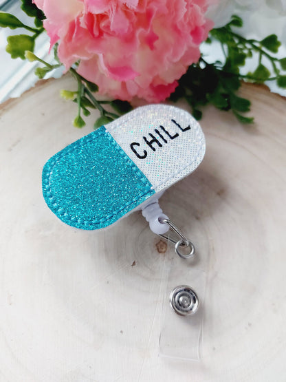 Chill Pill Aqua Badge Reel