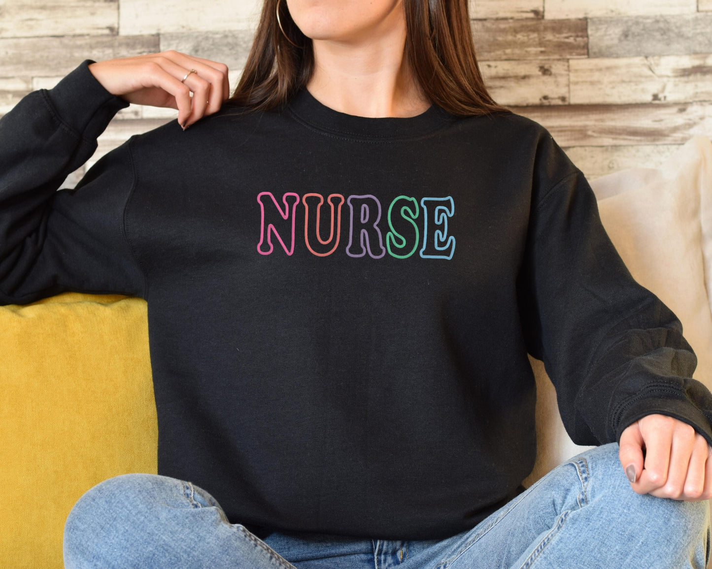 Embroidered Nurse Crewneck Sweatshirt