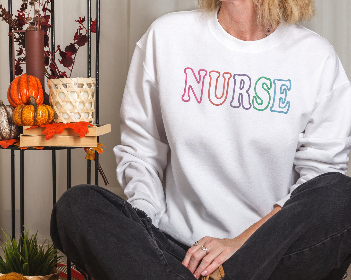 Embroidered Nurse Crewneck Sweatshirt