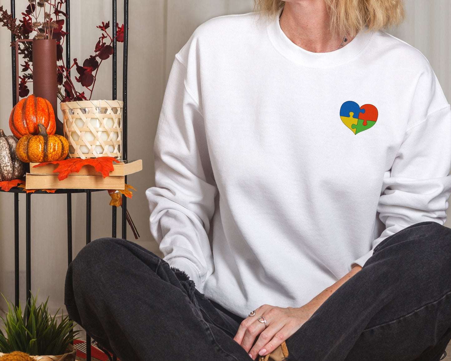 Autism Rainbow Embroidered Sweatshirt