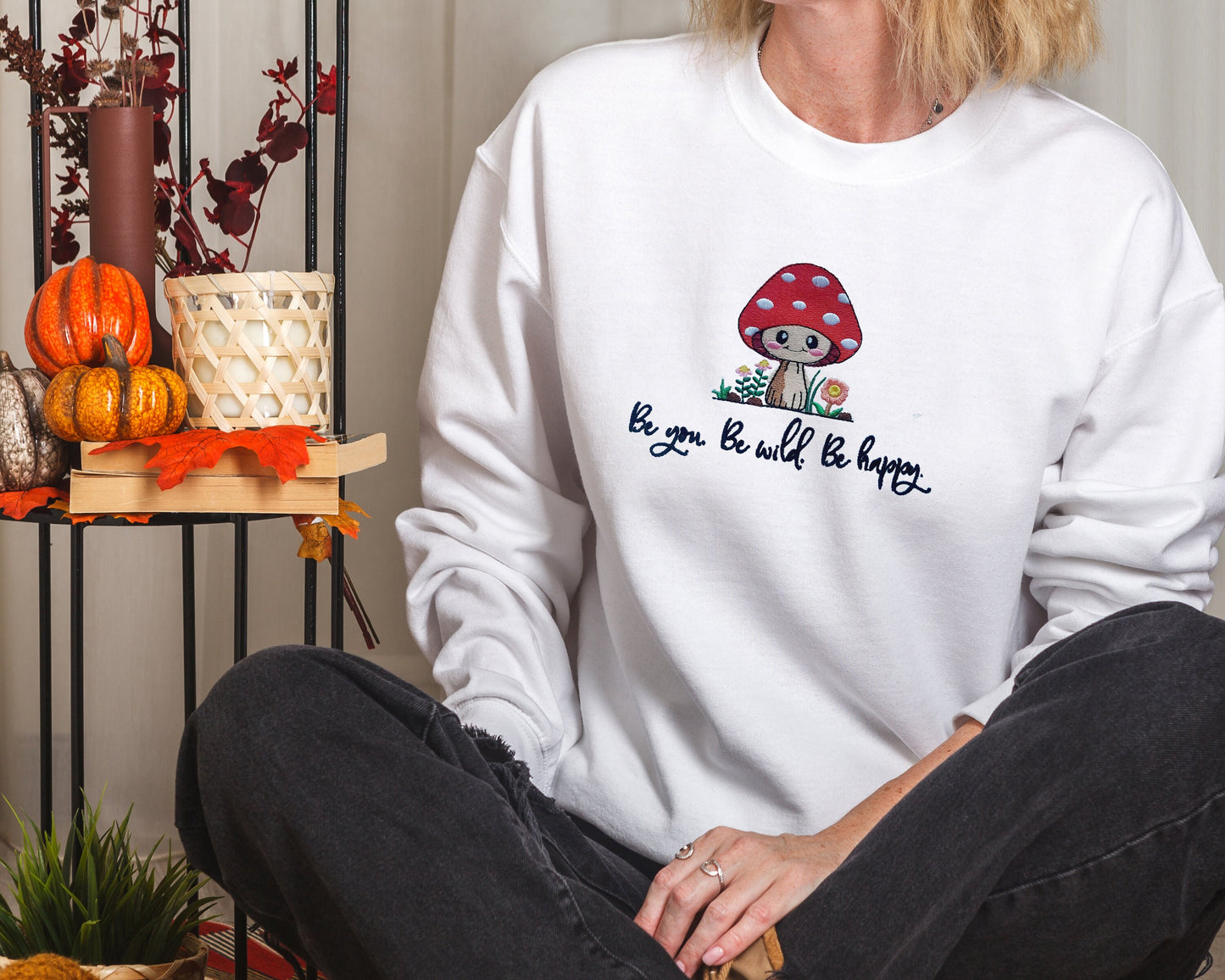 Be You Be Wild Be Happy Embroidered Sweatshirt