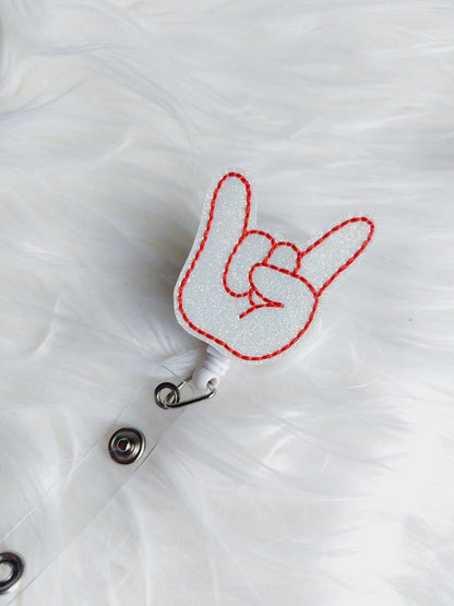 Rock On  Hand Sign Badge Reel