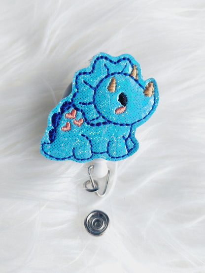 Blue Dinosaur Badge Reel