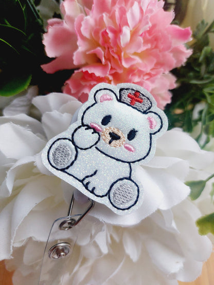 Bear Nurse Badge Reel