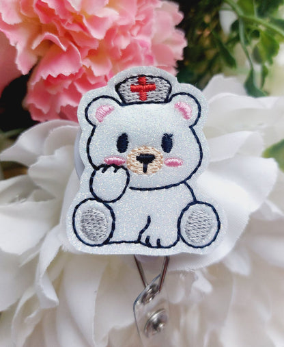 Bear Nurse Badge Reel