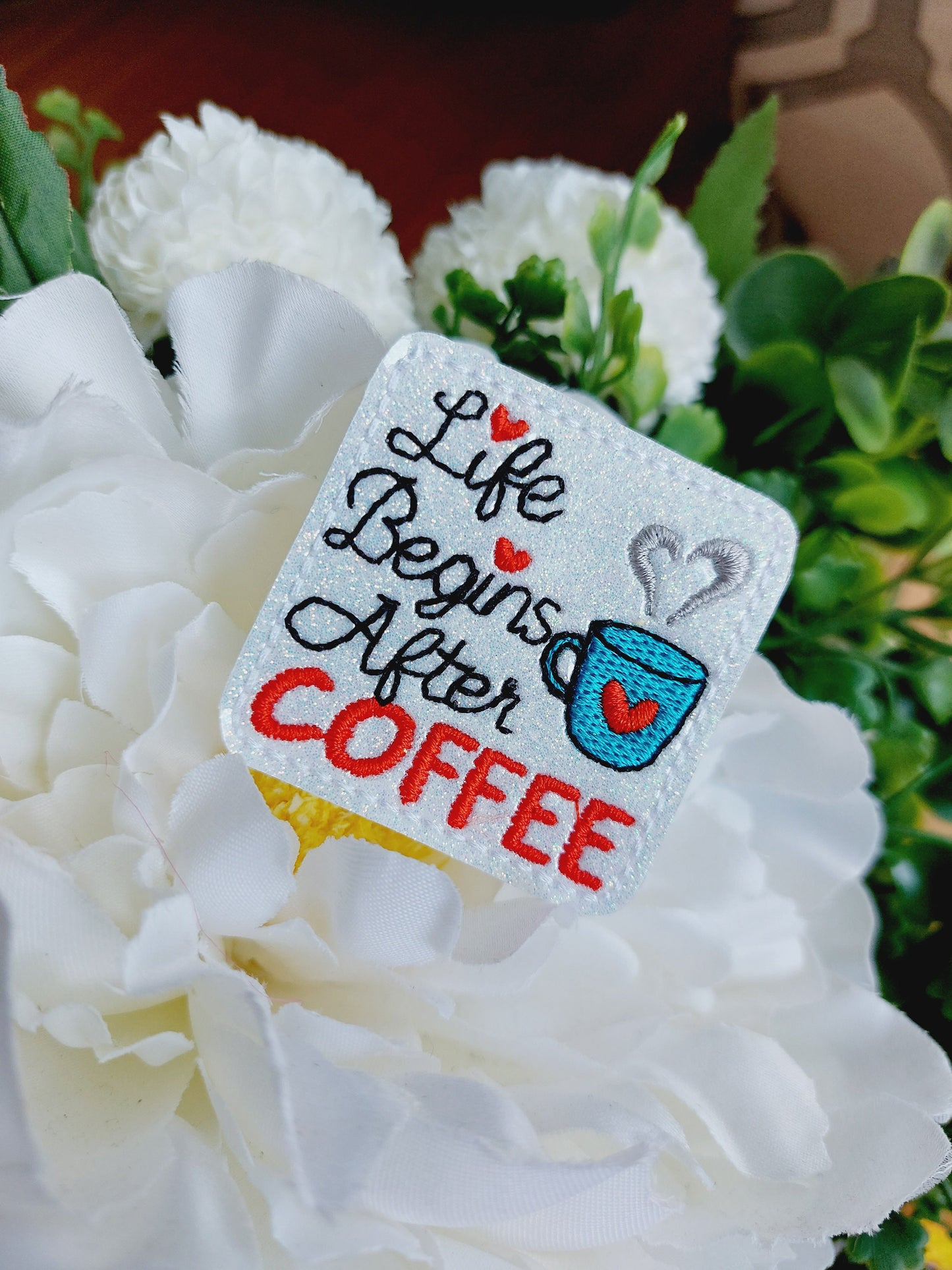 Life Begins After Coffee Badge Reel