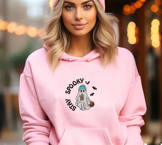 Stay Spooky Embroidered Crewneck Sweatshirt Halloween Ghost Sweatshirt