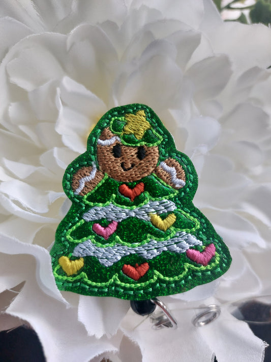 Gingerbread Christmas Tree Badge Reel