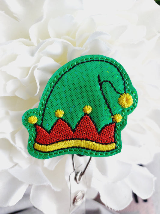 Elf Hat Christmas Tree Badge Reel