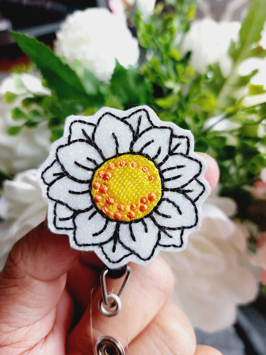 Daisy Flower Badge Reel