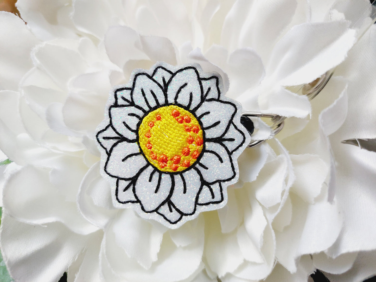 Daisy Flower Badge Reel