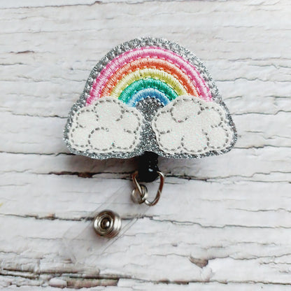 Rainbow With Clouds Badge Reel